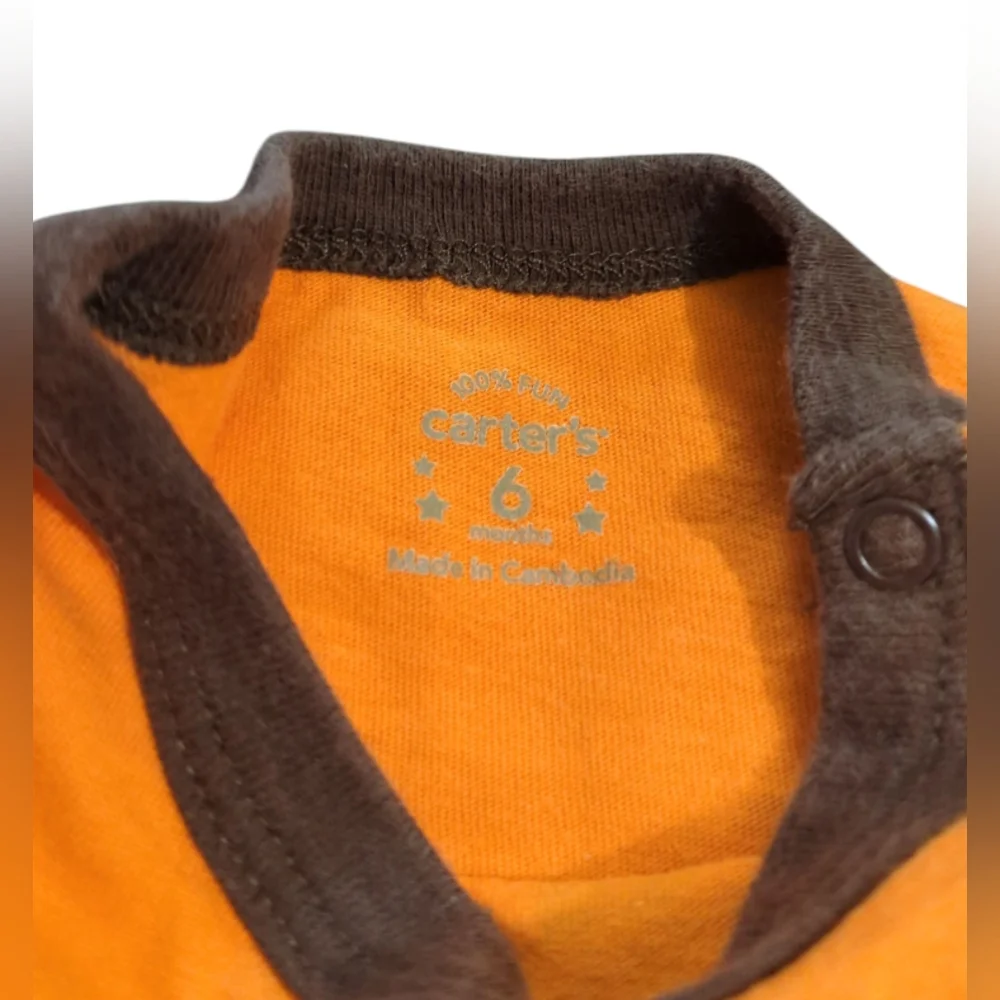 Carter's Beach Bums Orange Baby Onesie Size 6 Months.
